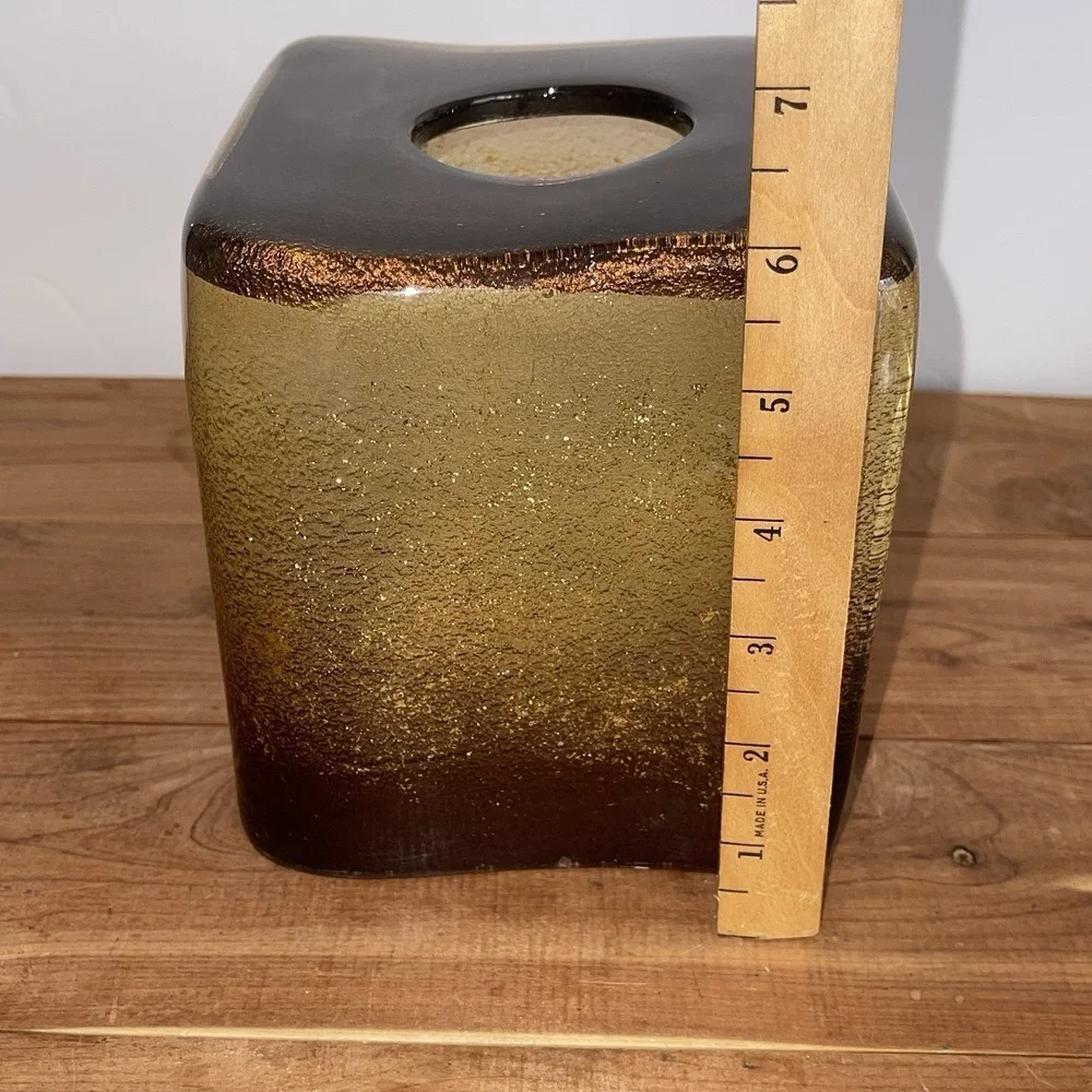 Contemporary Resin Amber Metallic Tissue Holder & Soap Dish Croscill Aquarius